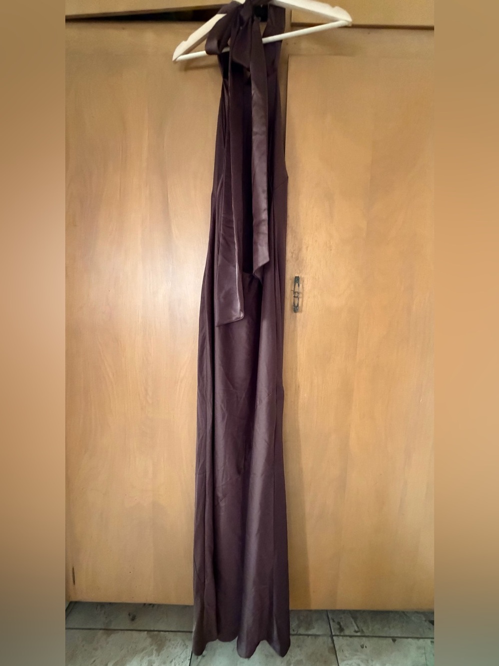 Show Me Your MuMu Lisa Maxi Dress - Chocolate Luxe Satin Size Small - Picture 6 of 7
